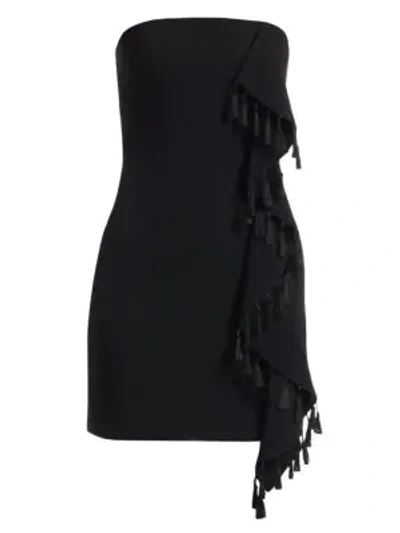 Shop Cinq À Sept Women's Nat Tassel & Ruffle Mini Dress In Black