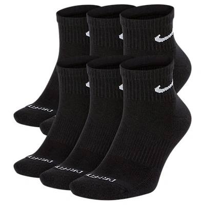 Shop Nike Everyday Plus Cushioned 6-pack Quarter Training Socks In Black/white