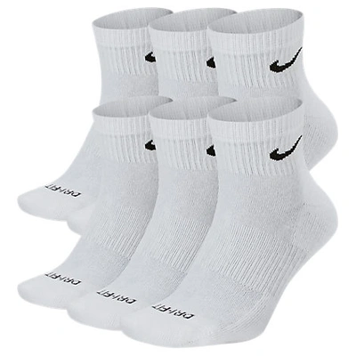 Shop Nike Everyday Plus Cushioned 6-pack Quarter Training Socks In White/black
