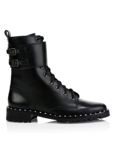 Shop Sophia Webster Bessie Leather Combat Boots In Black