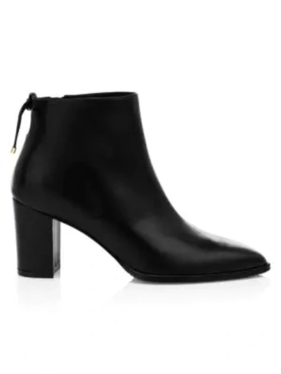 Shop Stuart Weitzman Gardiner Point-toe Leather Ankle Boots In Black