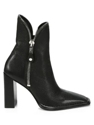 Shop Alexander Wang Lane Square-toe Zip Leather Ankle Boots In Black