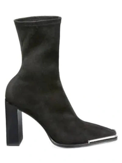 Shop Alexander Wang Mascha Square-toe Stretch-suede Sock Boots In Black