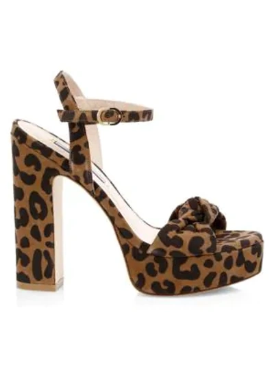 Shop Stuart Weitzman Women's Mirri Cheetah-print Leather Platform Sandals In Gold