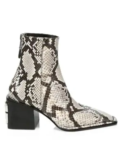 Shop Alexander Wang Women's Parker Square-toe Snakeskin-embossed Leather Ankle Boots In Black