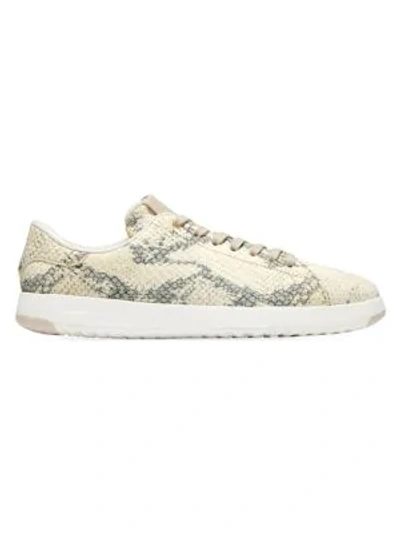 Shop Cole Haan Grandpro Snakeskin-embossed Leather Sneakers In Gold