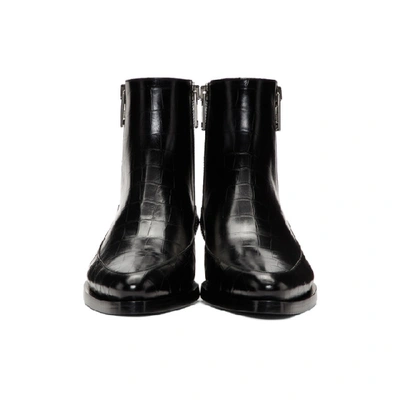 Shop Givenchy Black Croc Dallas Zip Boots In 001 Black