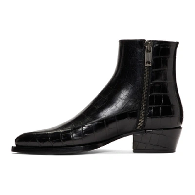 Shop Givenchy Black Croc Dallas Zip Boots In 001 Black