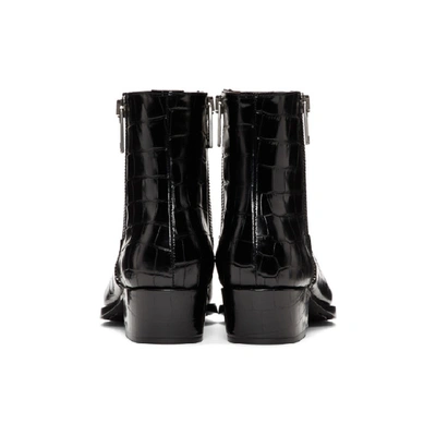 Shop Givenchy Black Croc Dallas Zip Boots In 001 Black