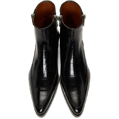 Shop Givenchy Black Croc Dallas Zip Boots In 001 Black