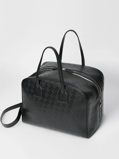 Shop Burberry Large Monogram Leather Cube Bag In Black