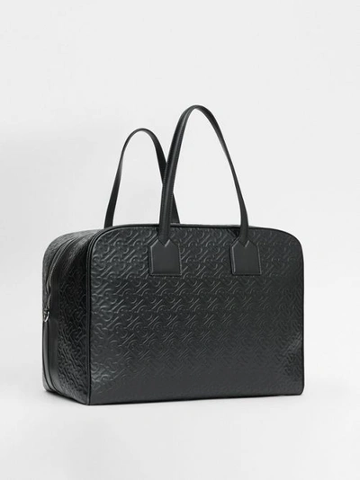 Shop Burberry Large Monogram Leather Cube Bag In Black