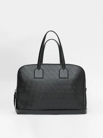 Shop Burberry Large Monogram Leather Cube Bag In Black