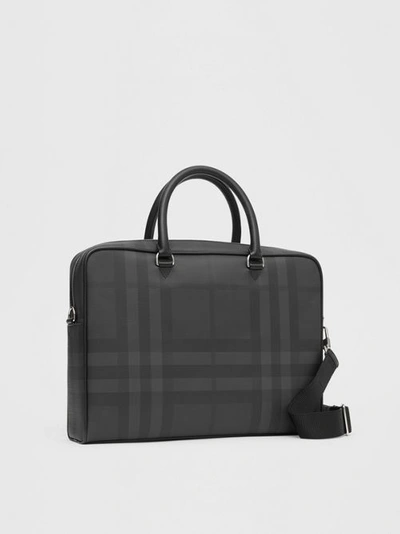 Shop Burberry London Check And Leather Briefcase In Dark Charcoal
