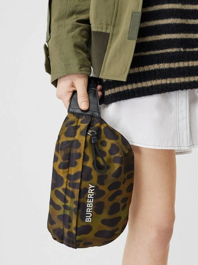 Shop Burberry Medium Animal Print Bum Bag In Khaki Green