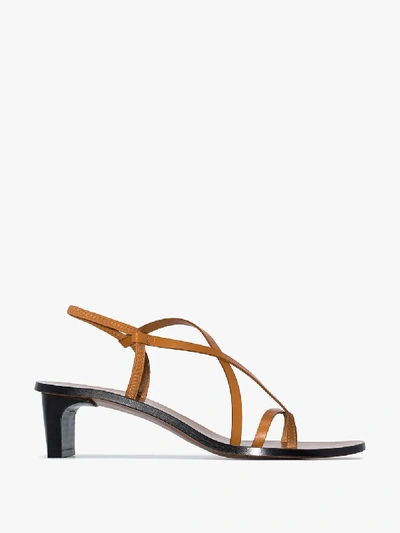 Shop Atp Atelier Brown Nashi Strappy Thong Leather Sandals