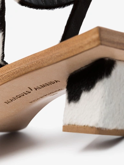 Shop Marques' Almeida Marques'almeida Black And White 55 Cow Hide Leather Sandals