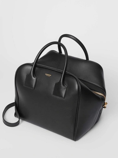 Shop Burberry Medium Leather Cube Bag In Black