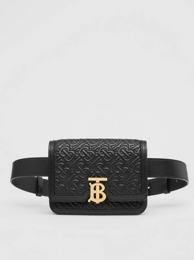 Shop Burberry Belted Quilted Monogram Lambsk In Black