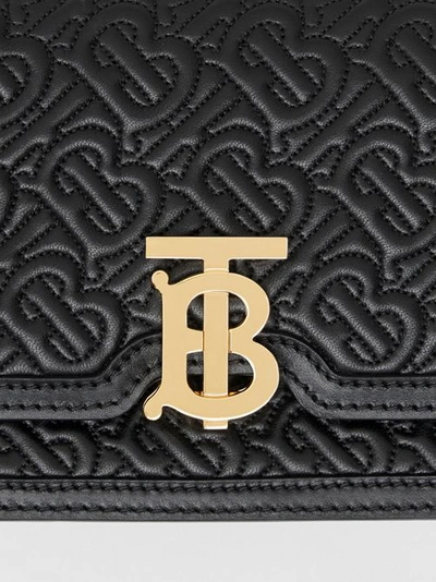 Shop Burberry Belted Quilted Monogram Lambsk In Black