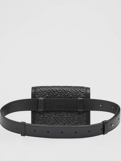 Shop Burberry Belted Quilted Monogram Lambsk In Black