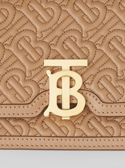 Shop Burberry Belted Quilted Monogram Lambsk In Honey