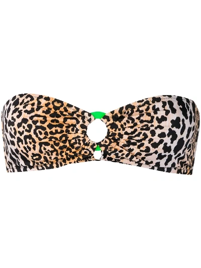 Shop Reina Olga Leopard Print Bikini Top - Neutrals