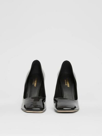 Shop Burberry D-ring Detail Patent Leather Square-toe Pumps In Black