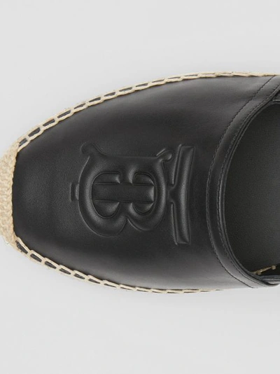 Shop Burberry Monogram Motif Leather Espadrilles In Black