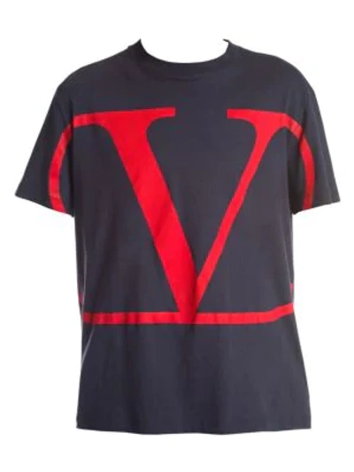 Shop Valentino Men's Go Logo Tee In Navy Red