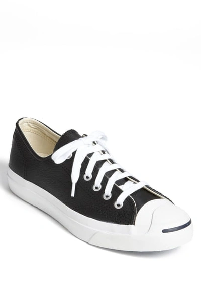 Shop Converse Jack Purcell Leather Sneaker In Black/ White/ White Leather