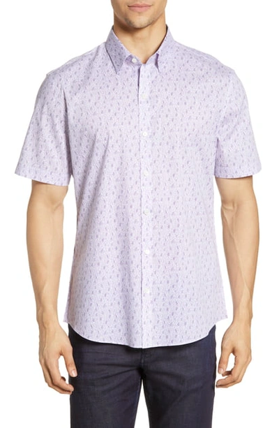 Shop Zachary Prell Twaits Regular Fit Print Shirt In Purple