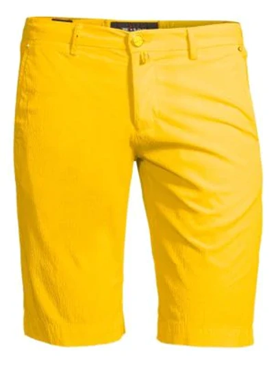 Shop Kiton Seersucker Shorts In Yellow