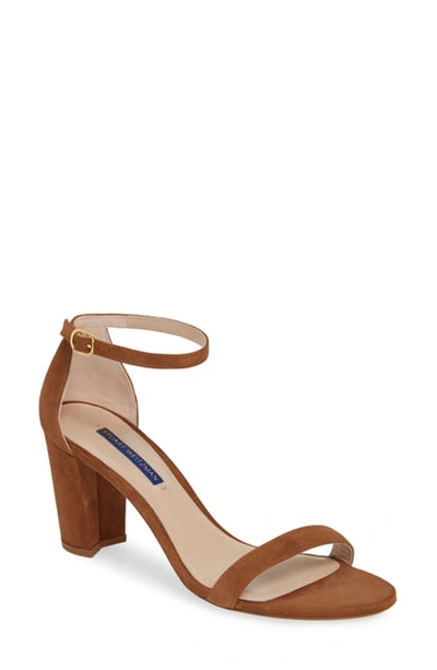 Shop Stuart Weitzman Nearlynude Ankle Strap Sandal In Basket Brown Suede