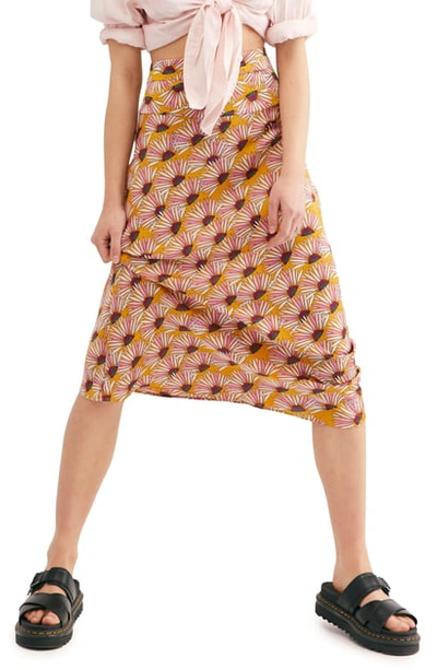 Shop Free People Normani Leopard Print Bias Cut Midi Skirt In Honey