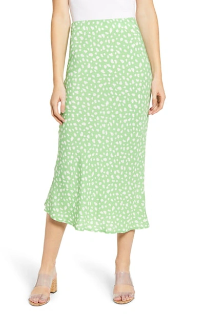Shop Moon River Cheetah Print Midi Skirt In Lime/ White Dot