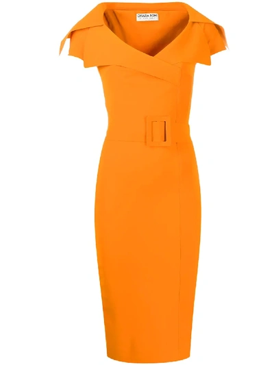 Shop Le Petite Robe Di Chiara Boni Belted Midi Dress - Orange