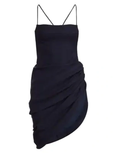 Shop Jacquemus La Robe Saudade Ruched Mini Dress In Navy