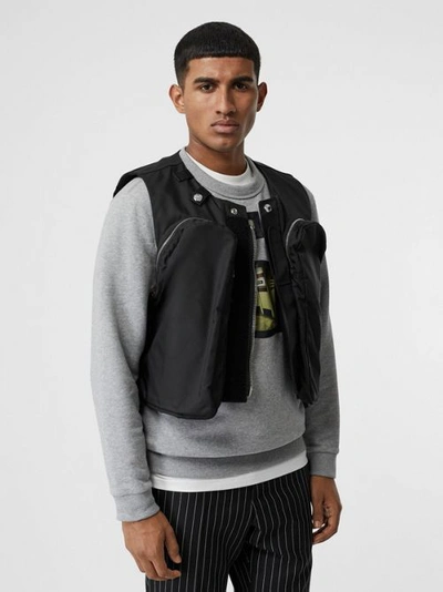 Shop Burberry Nylon Twill Bomber Jacket With Detachable Gilet In Black