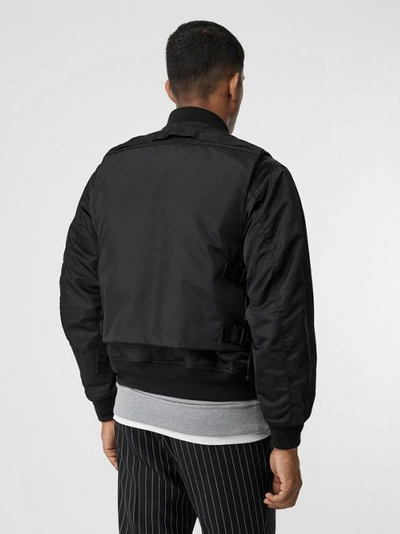 Shop Burberry Nylon Twill Bomber Jacket With Detachable Gilet In Black