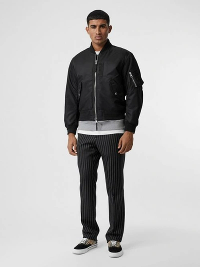 Shop Burberry Nylon Twill Bomber Jacket With Detachable Gilet In Black