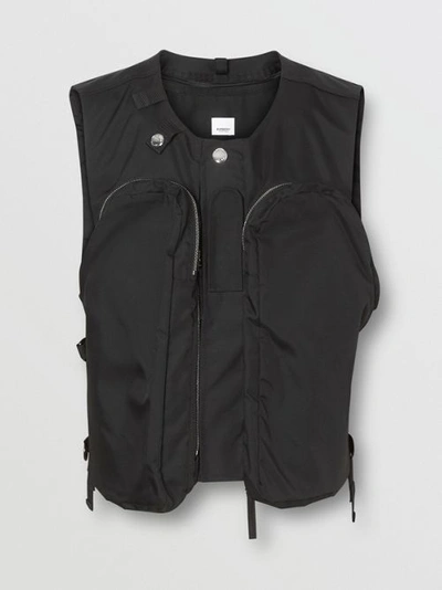 Shop Burberry Nylon Twill Bomber Jacket With Detachable Gilet In Black