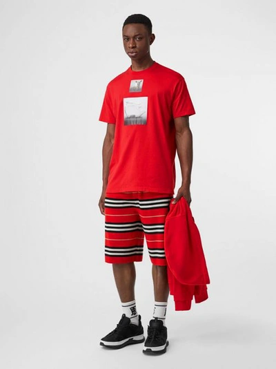 Shop Burberry Merino Wool Drawcord Shorts In Bright Red