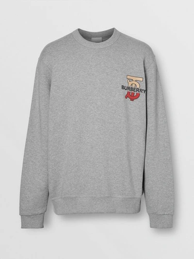 Shop Burberry Monogram Motif Cotton Sweatshirt In Pale Grey Melange