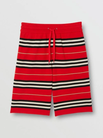 Shop Burberry Merino Wool Drawcord Shorts In Bright Red