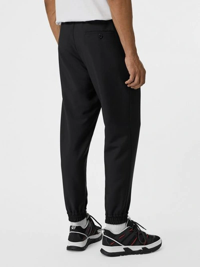 Shop Burberry Logo Detail Wool Mohair Trackpants In Black