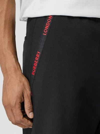 Shop Burberry Logo Detail Wool Mohair Trackpants In Black