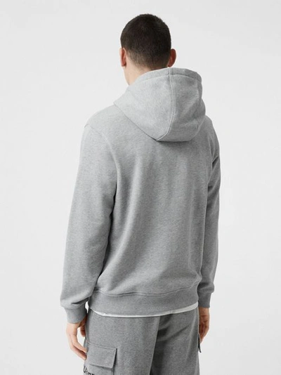 Shop Burberry Monogram Motif Cotton Hooded Top In Pale Grey Melange