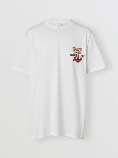 Shop Burberry Monogram Motif Cotton Oversized T-shirt In White