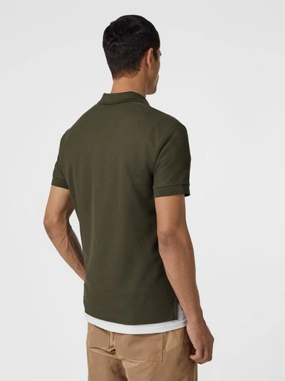Shop Burberry Monogram Motif Cotton Piqué Polo Shirt In Seaweed